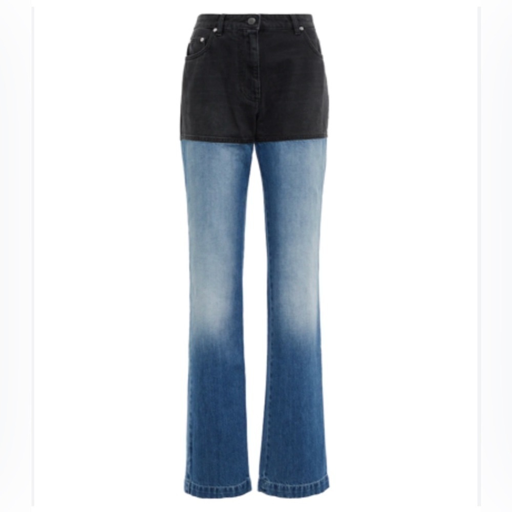 Peter Do Blue & Black Two Tone High Rise Straight Leg Jeans Women’s Size…​​​​​